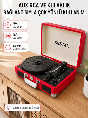 Şarj Edilebilir Taşınabilir Pikap 1800 mAh Dahili Pil Bluetooth ve Çoklu Bağlantı Seçenekli - Lisiny