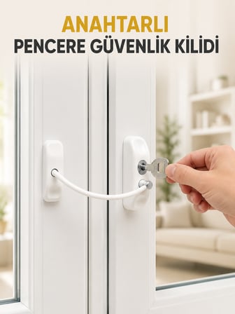 Pencere Güvenlik Kilidi Kablolu Çocuk Emniyet Kilidi Anahtarlı Beyaz Pencere Kilidi - Lisinya