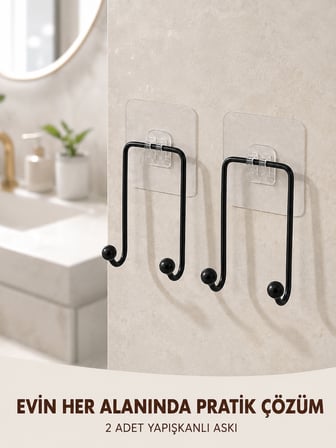 2'li Yapışkanlı Duvar Askısı Mutfak Banyo ve Ev İçin Askılık - Lisinya