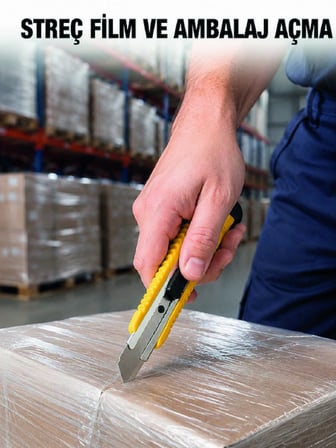 5’li Metal Falçata Seti Profesyonel Maket Bıçağı Kesici Falçata Sarı Ergonomik Saplı - Lisinya