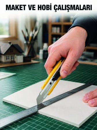 5 Adet Metal Falçata Seti Ergonomik Saplı Çelik Maket Bıçağı Koli Ambalaj PVC Kesici - Lisinya