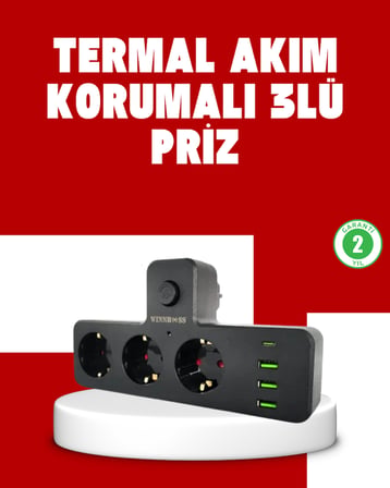 7 Portlu Çoklu Priz USB ve Type-C Girişli Akıllı Güç Ünitesi - Lisinya