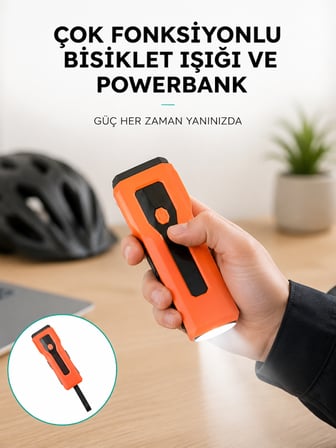 5000 mAh Bataryalı Bisiklet Farı COB Çakar Çok Fonksiyonlu Yeni Nesil - Lisinya