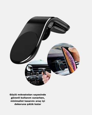 Manyetik Araç Telefon Tutucu ve Hızlı Şarj Adaptörü 2’li Set - Lisinya