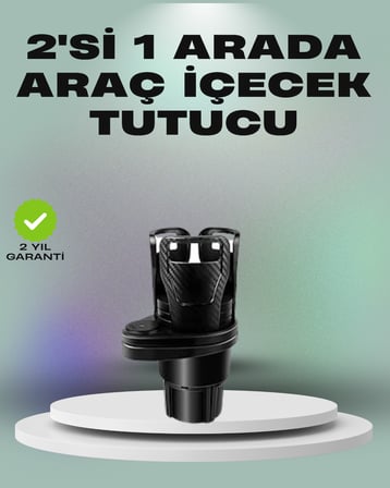 Araba Çift Bardak Tutucu 360° Dönebilen İkisi Bir Arada Ayarlanabilir - Lisinya