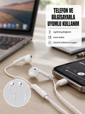 Yüksek Ses Kaliteli Mikrofonlu Kablolu Kulak İçi Kulaklık Yeni Nesil - Lisinya