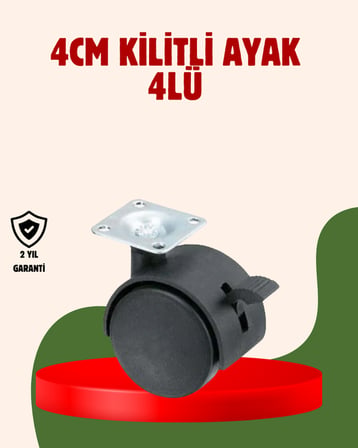 4 cm Kilitli Döner Ayak 4 Adet Sehpa ve Mobilya Ayağı - Lisinya