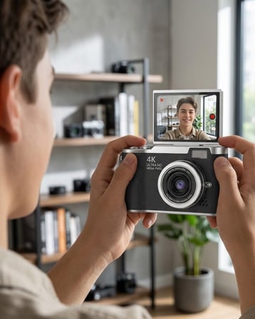 4K Dijital Kamera 48 MP 8X Zoom ve 180 Derece Flip Ekran Vlog Çekim Özellikli - Lisinya