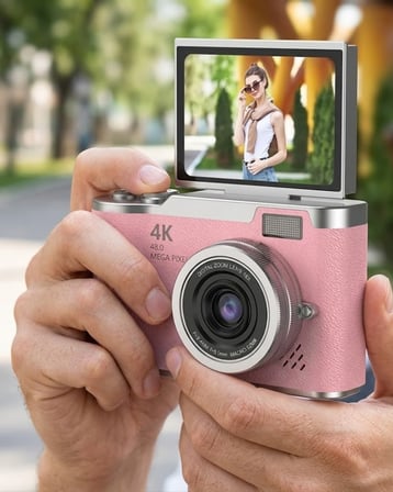 48 mp dijital kamera flip ekran 18x zoom vlog selfie kamera - lisinya