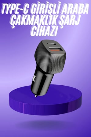 38W USB Type-C Girişli Oto Çakmaklık Araç İçi Hızlı Şarj Çakmaklık Şarj Aleti - Lisinya