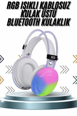 Kablosuz Bluetooth Kulaklık RGB Işıklı Kulak Üstü 5.3 Bluetooth Bağlantılı - Lisinya