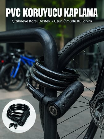 24 mm Kalın Çelik Halat ile Motosiklet ve Bisikletiniz İçin Güçlü Güvenlik - Lisinya