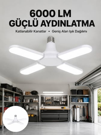 Enerji Tasarruflu LED Ampül 60 Watt 4 Kollu Beyaz Işık Yeni Nesil - Lisinya