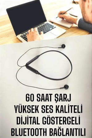 Kablolu Boyun Askılı Dijital Göstergeli Bluetooth Kulaklığı 60 Saat - Lisinya