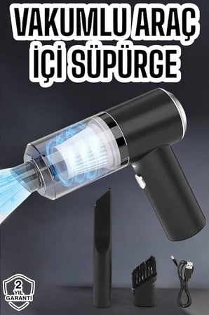 Üflemeli Güçlü Vakumlu Ev Ofis Araç Süpürgesi El Süpürgesi Şarjlı - Lisinya