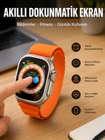 Akıllı Saat Uyku ve Spor Takibi Yeni Nesil Bluetooth Bağlantılı Amoled Ekran - Lisinya