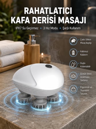 Derin Masaj Sağlayan Elektrikli Kafa Masaj Aleti - Lisinya