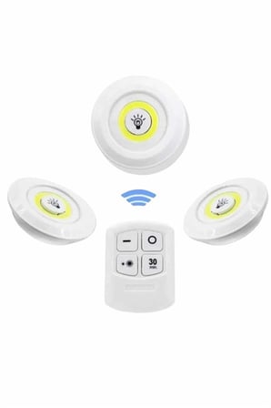 Dolap Işığı Mutfak Rafı Işığı Uzaktan Kumandalı 3 Lü Spot Led Lamba - Lisinya