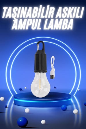taşınabilir şarjlı led ampul askılı lamba kamp bahçe lambası - lisinya