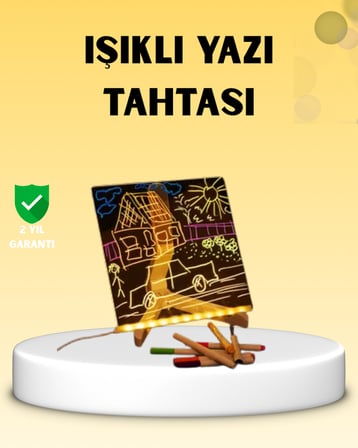LED Işıklı Akrilik Yazı Tahtası Renkli Kalem Setiyle - Lisinya