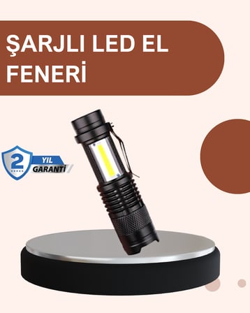 Alüminyum Gövdeli 2000 Lümen Güçlü LED El Feneri - Lisinya