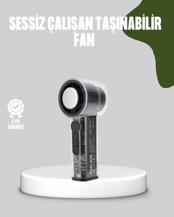 Dijital Ekranlı Şarjlı Mini Fan 100 Kademeli Hız Ayarı - Lisinya