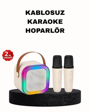 Karaoke Hoparlör Taşınabilir Çift Mikrofonlu ve LED Işıklı Bluetooth 5.0 - Lisinya