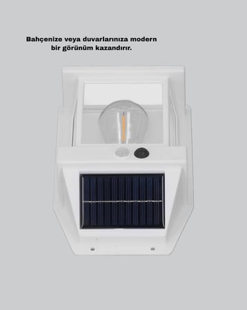 Üç Modlu Güneş Enerjili Duvar Lambası 1800mAh Bataryalı ve Hareket Sensörlü - Lisinya