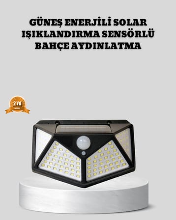 güneş enerjili aydınlatma 100 led sensörlü solar dış mekan lamba - lisinya