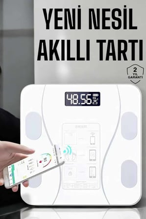 Tartı Baskül Dijital Elektronik Tartı Vücut Analiz Wifi Akıllı Yağ Ölçer - Lisinya