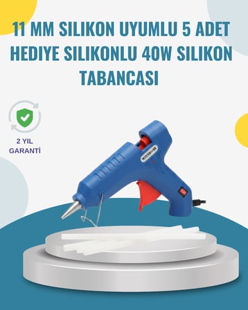 5 Silikon Hediyeli 40W Sıcak Silikon Tabancası Pratik Güçlü Kullanım - Lisinya