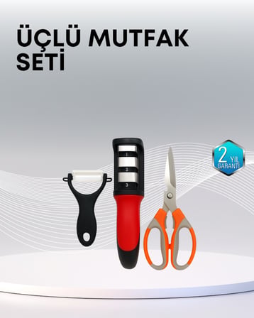 Çok Fonksiyonlu Mutfak Makas Seti – 3 Makas, Bileyici ve Soyacak Dahil - Lisinya