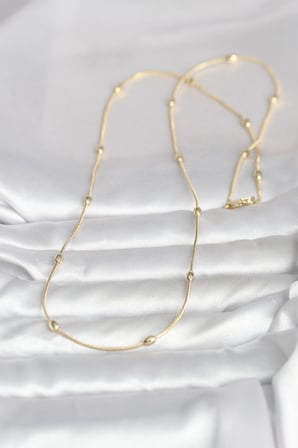 CM 14K Gold Renk Yılan Zincirli Damla Topçuk Model 60 cm Kadın Kolye - Lisinya