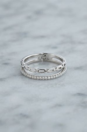 Gümüş Renk Zincir ve Zirkon Taşlı Model Kadın Yüzük - Lisinya
