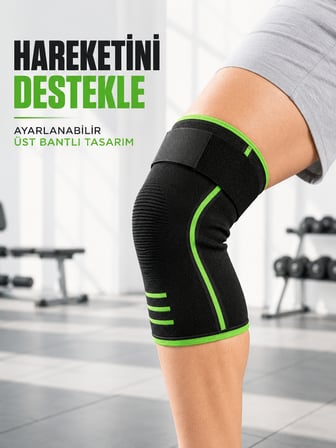 Sporcu Dizlik Üst Destek Bantlı Esnek Örme Diz Koruyucu Kadın Erkek - Lisinya
