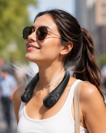5 Modlu 4 Fanlı Uzun Şarj Süreli Boyun Askılı Taşınabilir Fan - Lisinya