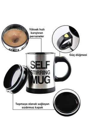 Karıştırıcı Özellikli Mikser Kupa Bardak Kompakt Taşınabilir Mug - Lisinya