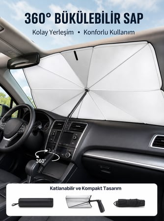 Pratik Ön Cam Güneşliği – Geniş Kapsama Alanı, Kolay Saklama Yeni Nesil - Lisinya