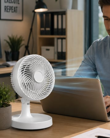 Kompakt Mini Fan Otomatik Salınımlı Sessiz Masaüstü Vantilatör - Lisinya