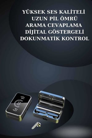 Bileklikli Amoled Ekran Akıllı Saat ve Dijital Göstergeli Kablosuz Bluetooth Kulaklık ANC/ ENC - Lis