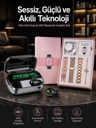 Yeni Nesil Kaliteli Akıllı Saat ve Kablosuz Bluetooth Kulaklık Yüksek Ses Kaliteli Yeni Nesil - Lisi