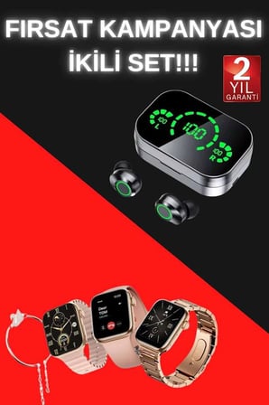 Yeni Nesil Kaliteli Akıllı Saat ve Kablosuz Bluetooth Kulaklık Yüksek Ses Kaliteli Yeni Nesil - Lisi