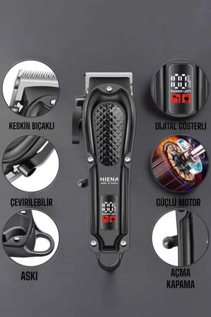 Suya Dayanıklı Tıraş Makinesi Keskin Bıçaklı Dijital Göstergeli Şarjlı - Lisinya