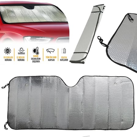 Araç Ön Cam Güneşlik UV ve Isı Koruma Katlanabilir Toyota Corolla Skoda Superb Dacia Duster Ford Foc