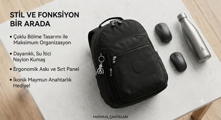Siyah Su Geçirmez Krinkıl Kumaş Sırt Çantası
