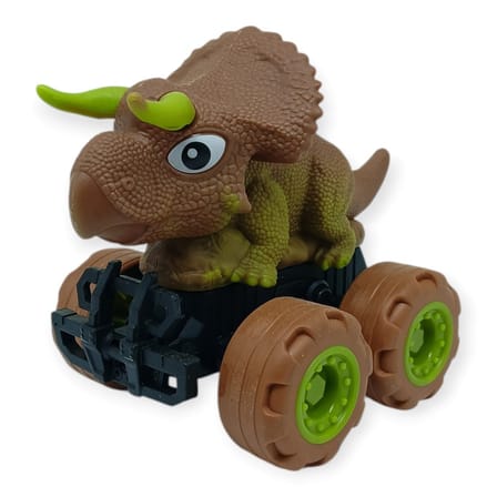 Sürtmeli Dinazor Arabalar 12 cm - H-20 - Triceraptors -Kahverengi (Lisinya)
