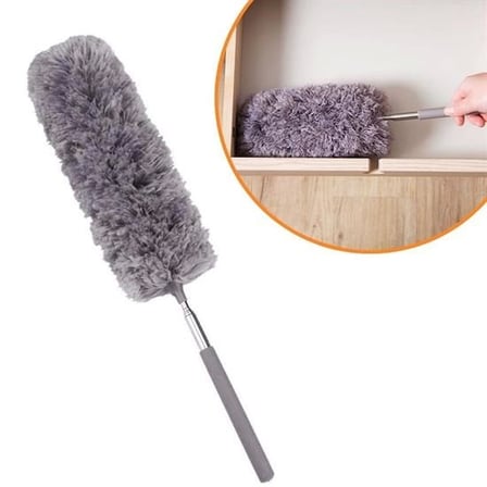 140 Cm Teleskopik Uzatılabilir Mikrofiber Yumuşak Başlıklı Gri Toz Alma Fırçası Toz Püskülü ( Lisiny