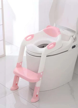 Softy Merdivenli Tuvalet Adaptörü - Çocuğunuz İçin Güvenli ve Konforlu Tuvalet Eğitimi Pembe ( Lisin