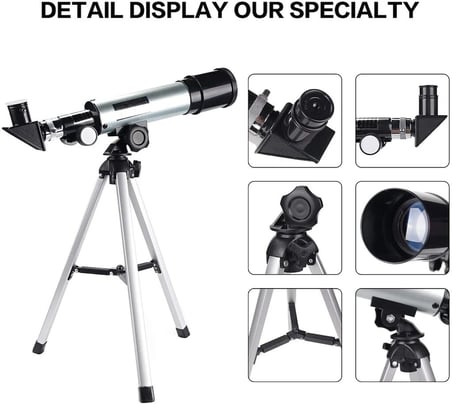 50x360 Mini Teleskop Kara Uzay Teleskobu Aliminyum Gövde Tripodlu ( Lisinya )