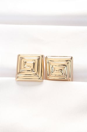 Pirinç Gold Renk Kare Form Küpe - Lisinya